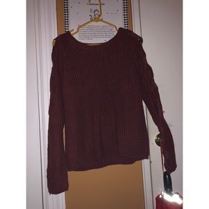 Sweater with tie up arms